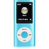 MP3 Player, Portable Lossless Sound Slim MP3 Music Player with Earphone, 1.8 Inch LCD Screen Digital Music Player, Support Up to 64GB (Blue)