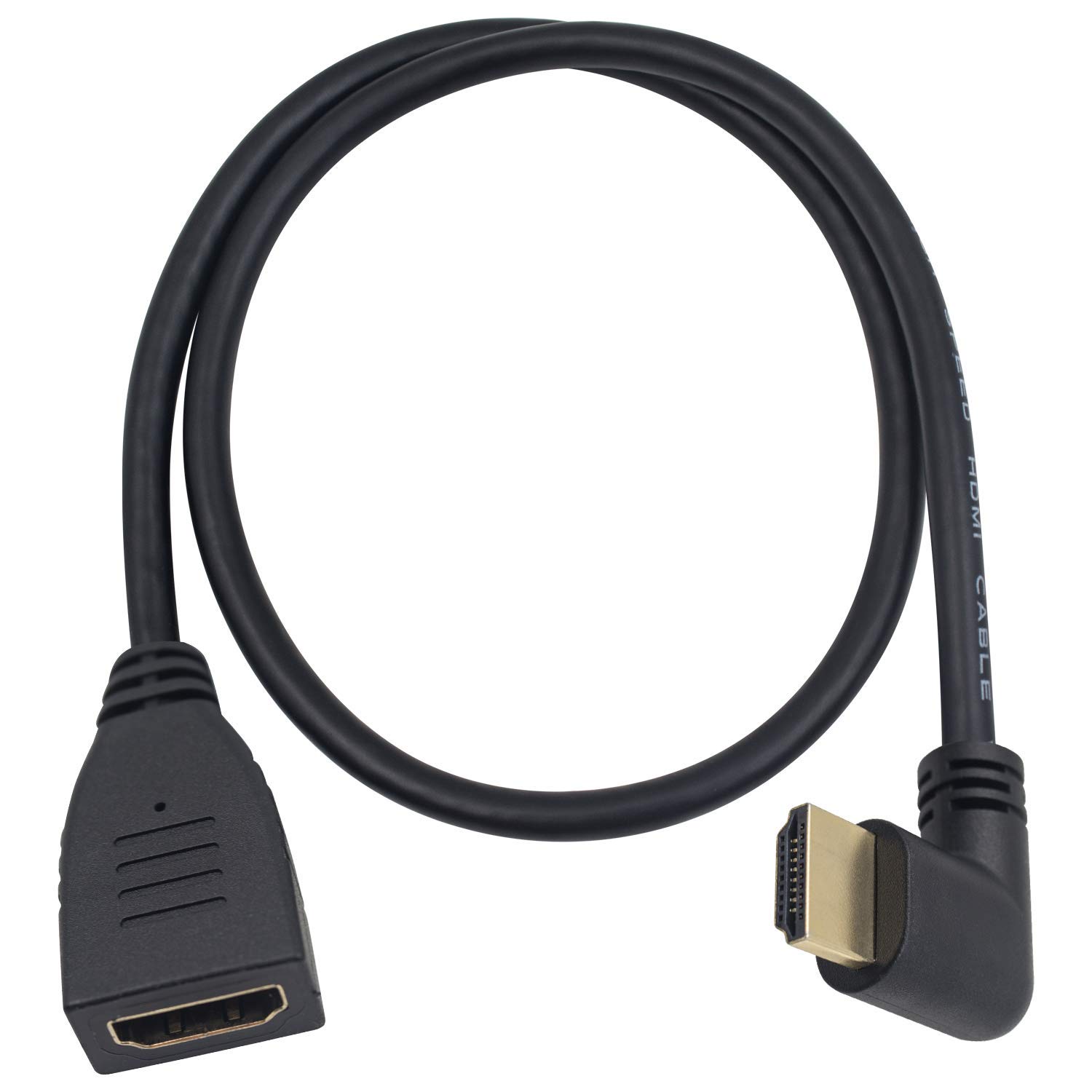 Poyiccot HDMI 2.0 Extension Cable 90 Degree, 2 Feet / 60cm HDMI Extender High Speed Left Angle HDMI Male to Female Extension Cable 60Hz, 4K 2K (F/M Left): Industrial & Scientific