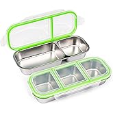 UPTRUST Reusable Stainless Steel Snack Containers with Lids – 2-Compartment and 3-Compartment Leak-Proof Designs for Take-Out Condiments and On-the-Go Snacks