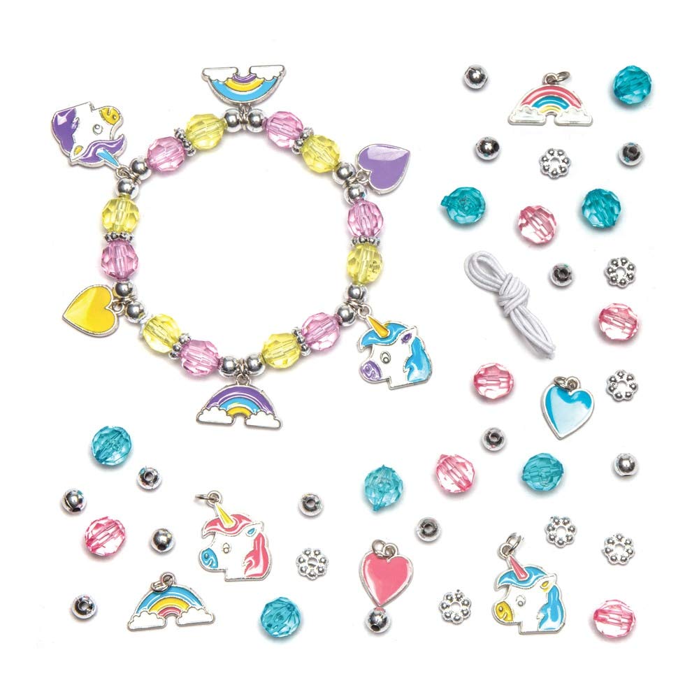 Baker Ross AW622 Unicorn Charm Bracelet Kits - Pack of 3, Friendship Bracelet Bead Craft Kits for Kids