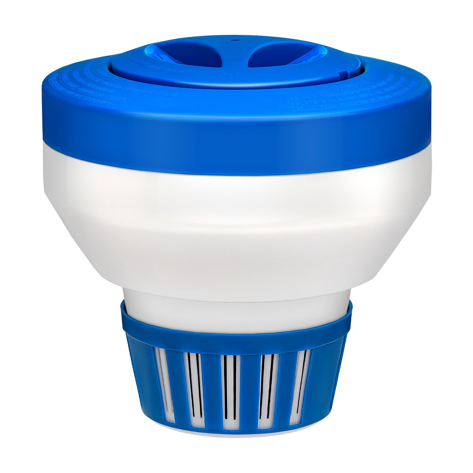 Housolution 8-inch Floating Chlorine Dispenser, Large Capacity-Fits 3" Chlorine Tablets, Adjustable Release Tablet Floater for Indoor & Outdoor Swimming Pool SPA, Blue & White