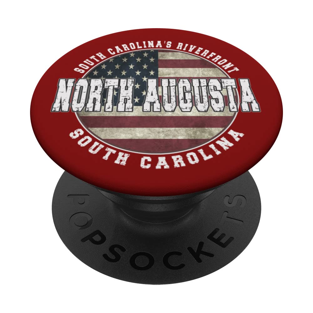 North Augusta South Carolina, Vintage American flag PopSockets Swappable PopGrip
