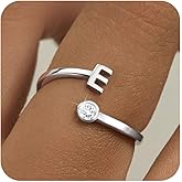 MILACOLATO 925 Sterling Silver Initial Rings for Women Teen Girl 18K White Gold Plated Letter Rings Adjustable Capital Letter Ring Stackable Thumb Pinky Rings for Mothers Birthday Valentine's Day Gifts Jewelry