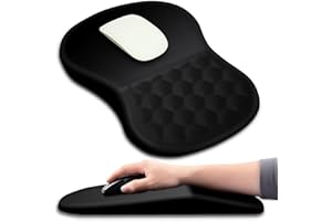 Hokafenle Ergonomic Mouse Pad Wrist Support with Massage Design, Wrist Rest Pain Relief Mousepad with Memory Foam&Non-Slip PU Base, Mouse Pads for Wireless Mouse & Desk (12x8 inch,Black)