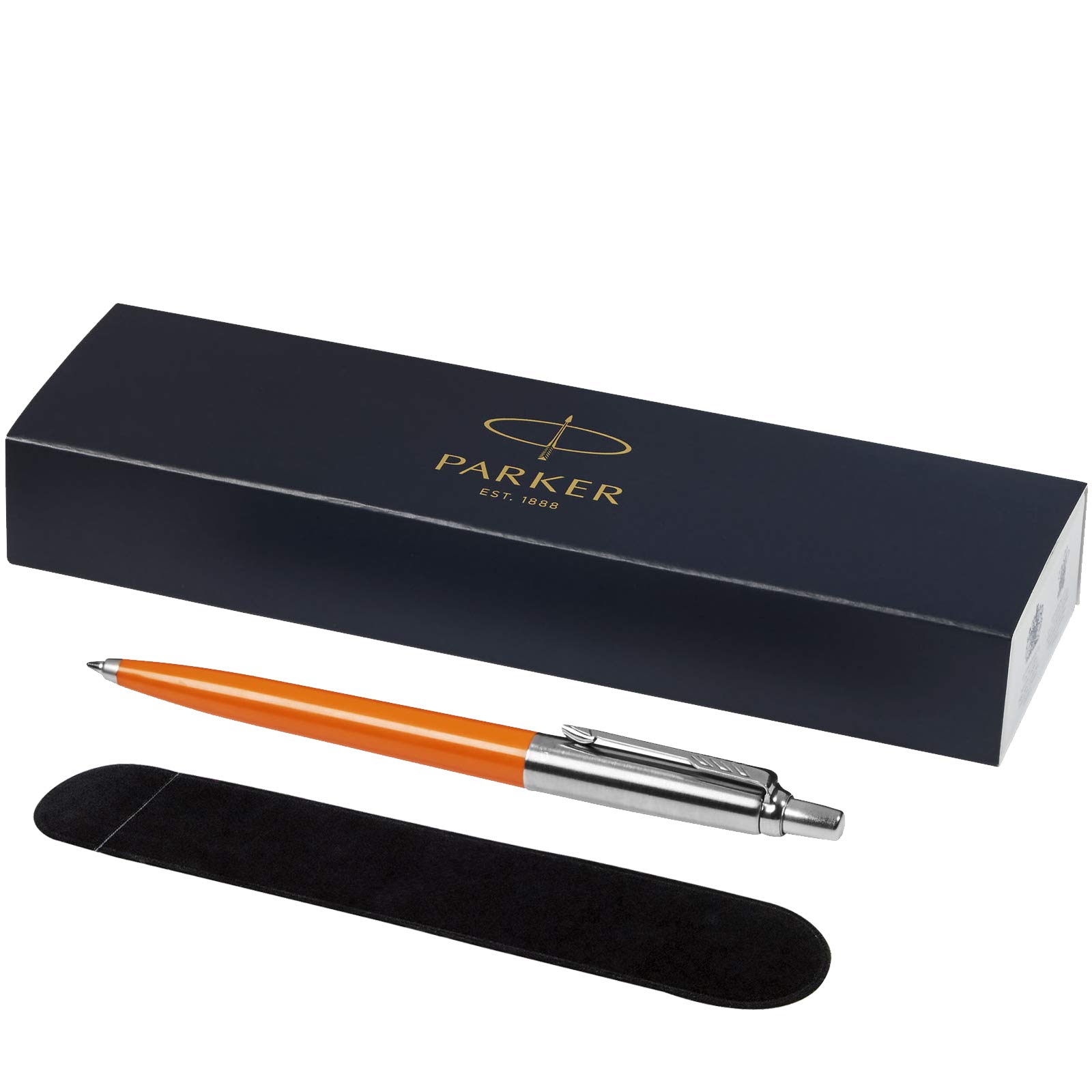 PARKER -"Jotter ballpoint pen with Velvet Pouch in gift box - black ink (orange)