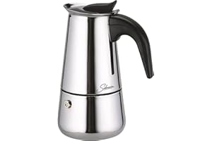 Solazzia Coffee Maker 9 Cup Moka Pot Stainless Steel Percolator coffee pot Espresso Maker, Compatible with Gas, Electric, Ceramic, and Induction stovetops(15 fl oz/450 ml)