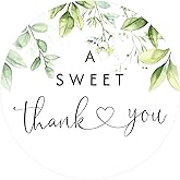 A Sweet Thank You Stickers - 120Pcs 2 Inch Personalized Thank You Stickers Small Business Thanks Sticker for Envelope Seals Packaging Bags Wedding Baby Shower Birthday Party Favors (Green)