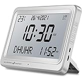 OUD Bukhoor Azan Clock, Automatic Worldwide Digital 8 Azan Prayer Sounds Muslim Prayer Clock for USA Home Decor (White-1)