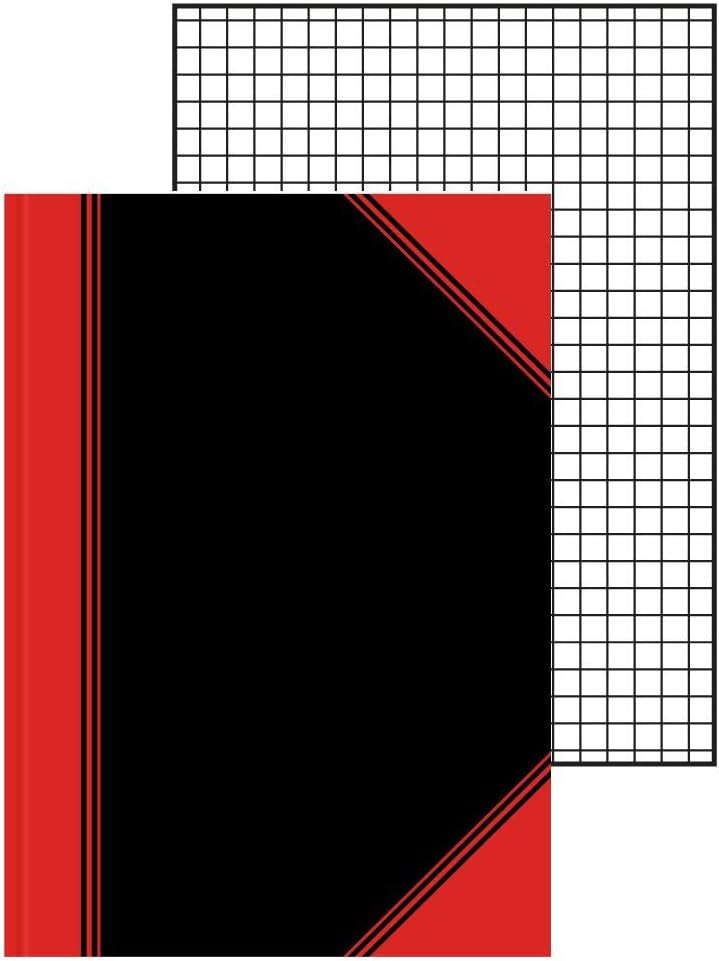 Landré Bantex 6 x A4 Squared Notebook 192 Pages 70gsm Hardback Black, black/red - Image 3