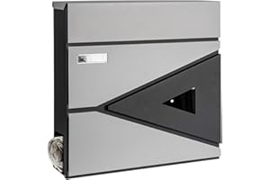 xhlokk Locking Wall-Mount Mailbox, Large Capacity Rust Resistant Mail Box, Security Key Drop Mailboxes for Outside with Newspaper Holder, Gray and Black