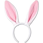 Soft-Touch Bunny Ears (white & pink) Party Accessory (1 count) (1/Pkg)