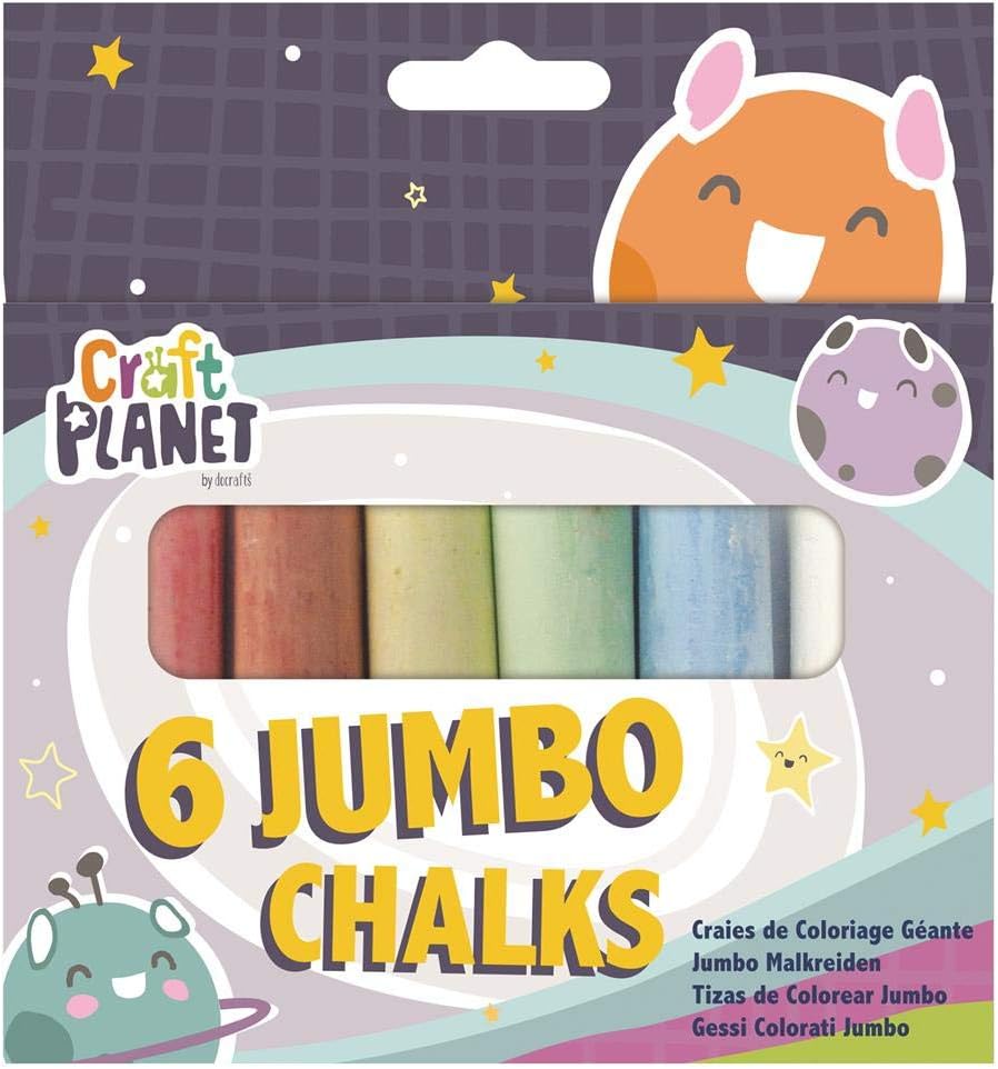 Craft Planet Jumbo Chalk Multicoloured Pack of 6 for Kids