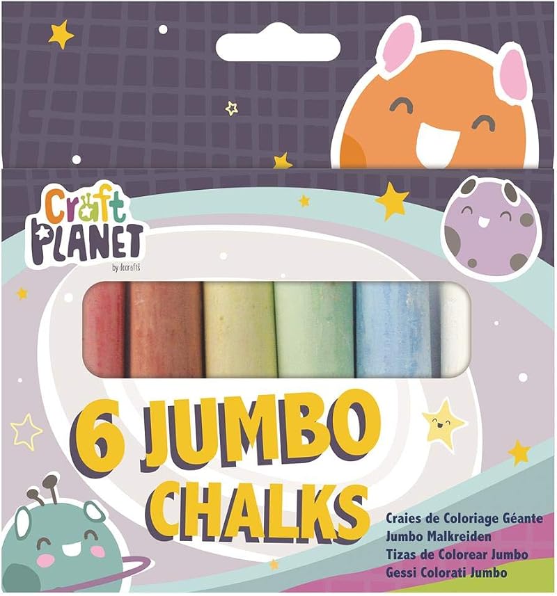 Craft Planet Jumbo Chalk Multicoloured Pack of 6 for Kids
