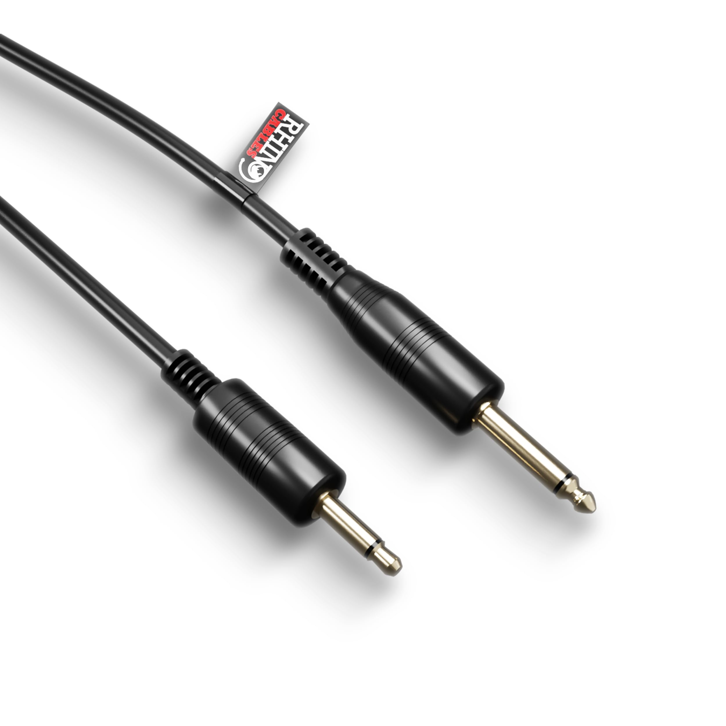 rhinocables Mono Audio Jack Lead – 3.5mm to 6.35mm TS Cable with Gold-Plated Ends for Laptops, Keyboards, Recorders, Amps & Stage Gear | Clear, Stable Signal for Studio, Live & Home Setups (20m)