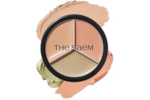 THESAEM Cover Perfection Triple Pot Concealer - 01 Correct Beige for Red Tone & Dark Circles - 3-Color Multi Concealer Palette for Skin Tones 21-23 - Korean Makeup with Sweet Almond Oil & Herbal Water