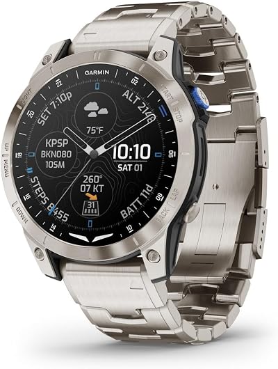 Garmin D2 Mach 1 Aviator Smartwatch AMOLED Titanium Vented Bracelet 010-02582-51