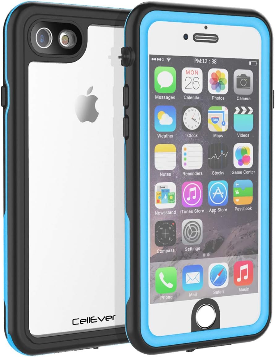 CellEver Waterproof Case for iPhone 6 / iPhone 6s, 4.7-Inch, Clear Waterproof Case IP68 Certified Shockproof Sandproof Snowproof Full Body Sealed Protective Transparent Cover KZ (Sky Blue)