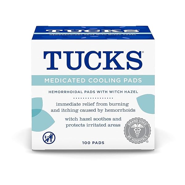 TUCKS MEDICATED COOLING PADS, 100 COUNT – PADS WITH WITCH HAZEL, CLEANSES SENSITIVE AREAS, PROTECTS FROM IRRITATION, HEMORRHOID TREATMENT, MEDICATED PADS USED BY HOSPITALS