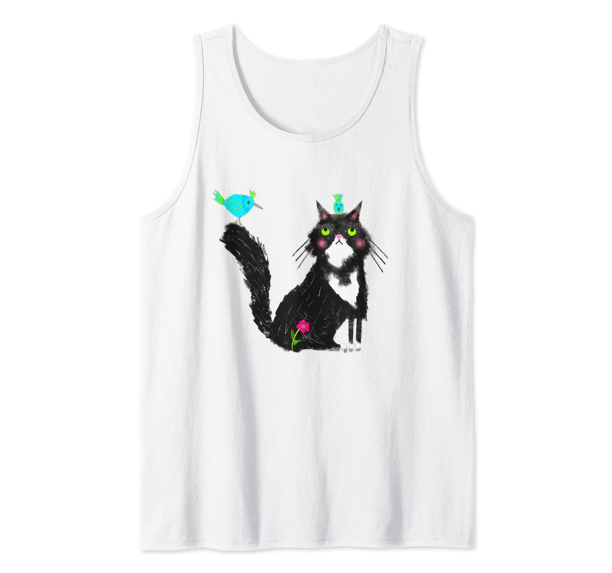 Cat Lovers Designs Fluffy Tuxedo Cat Tank Top