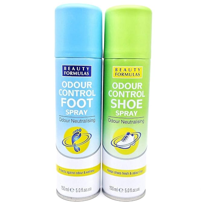 Beauty Formulas Odour Control Shoe Spray & Foot Spray, 150ml Cans