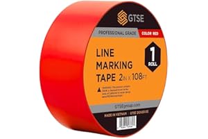 GTSE 2 inch x 108 ft Red PVC Vinyl Floor Tape, Safety Marking Tape, 6 mil Thick, Suitable for Dance Floors, Gyms, Warehouses, Sports Facilities