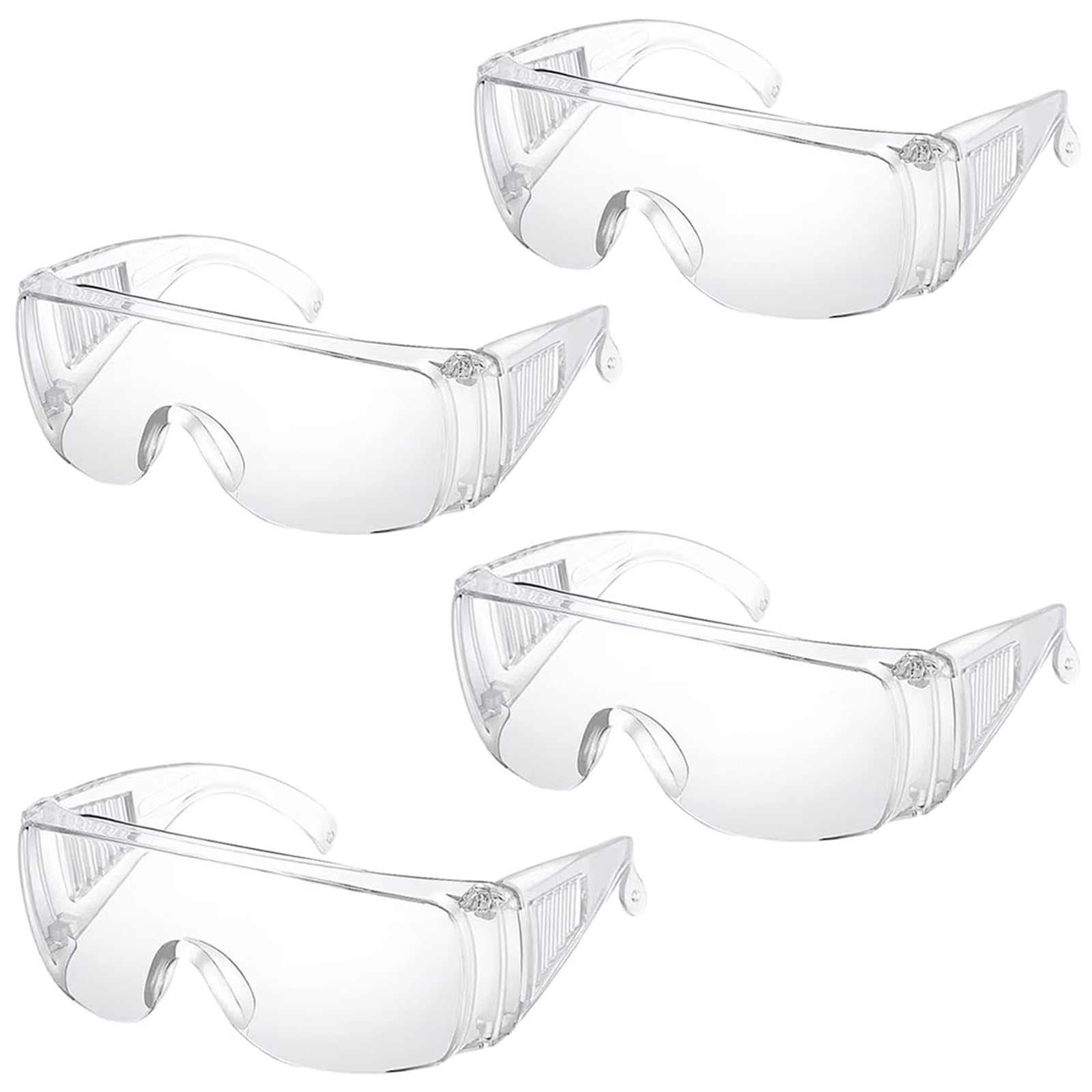 4 Pcs Safety Glasses, Safety Goggles, Transparent Protective Glasses, Durable Flexible and Super Light Unisex Design Comfortable Wear, Protective Glasses Construction Laboratory Chemistry Class