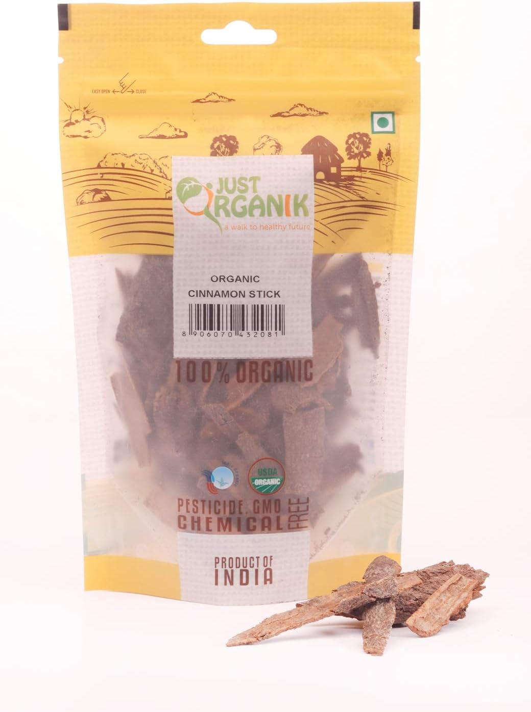 Just Organik Cinnamon Sticks 2 Oz (56gm),100% Organic, GMO Free, Chemical Free, Pesticide Free, USDA Certified