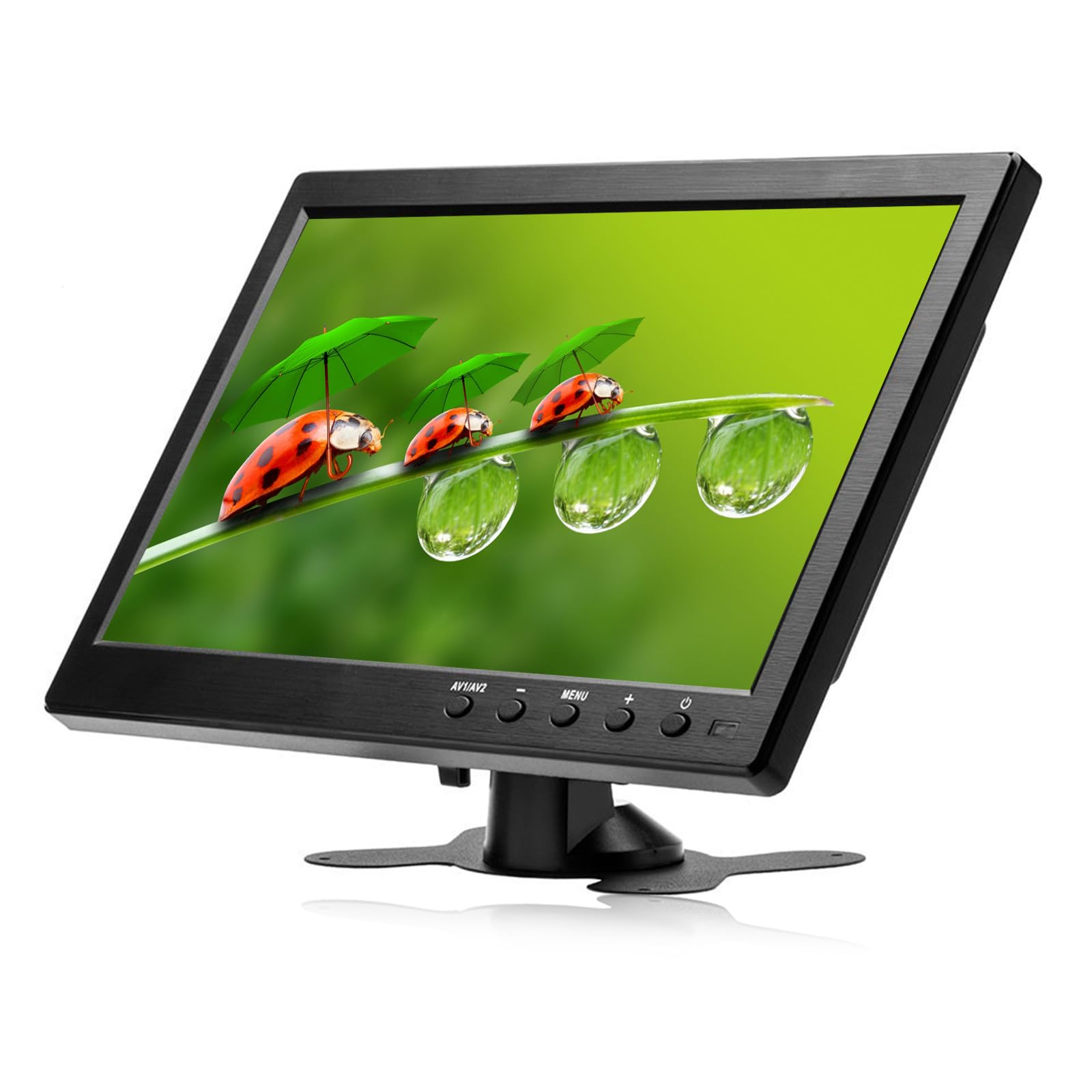 NHOPEEW 10.1 inch Screen Small Portable Monitor, HD 1024x600 with AV/VGA/HDMI/BNC Input Video Display, Built-in Dual Speakers, USB Port, Remote Control