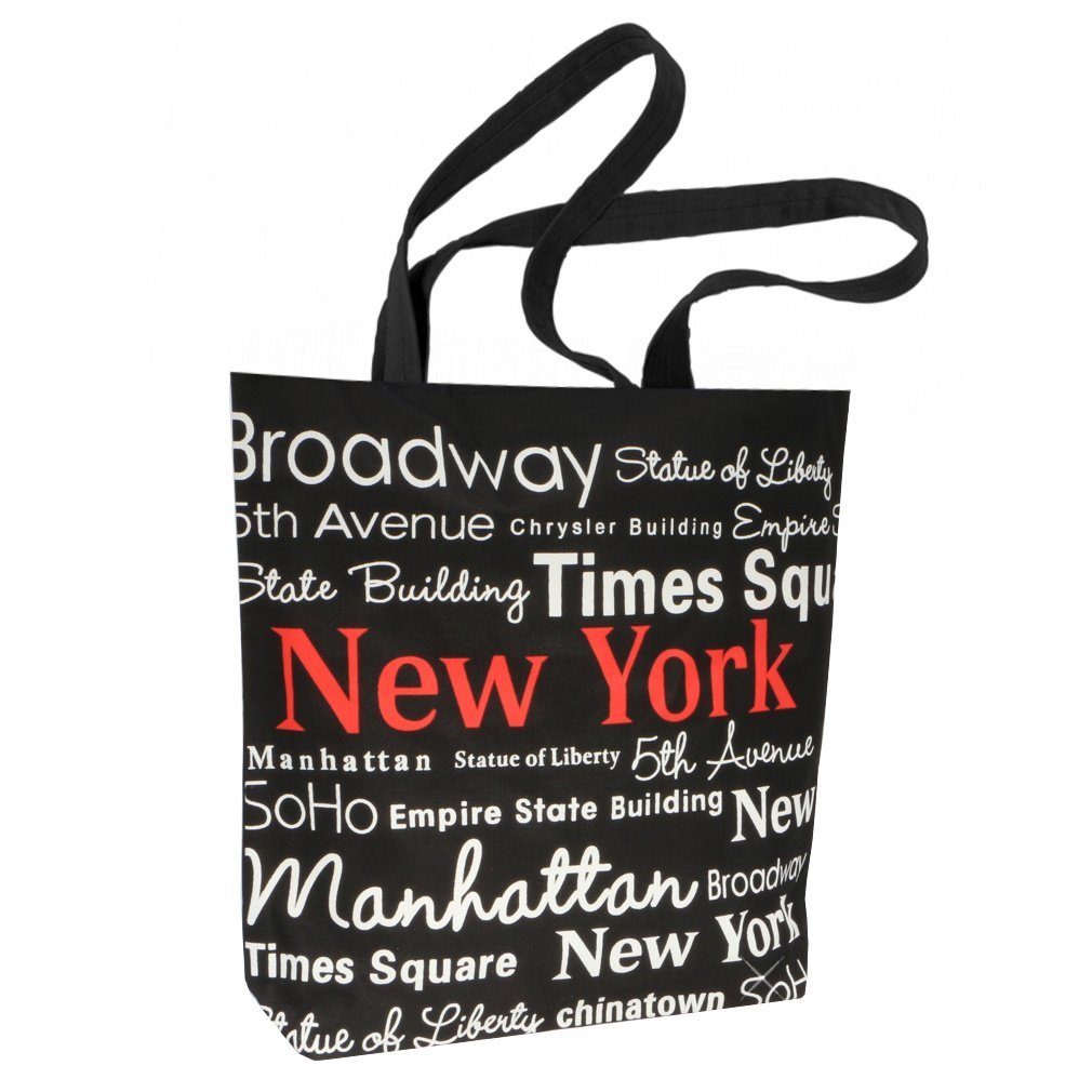 New York City Tote Bag, (14 Inches) Black Canvas 100