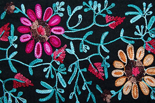 LuluVin Women's Scarf Cotton Embroidered Lightweight Shawl Wrap (Black)