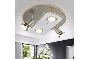 Depuley Modern Ceiling Track Lighting Kit, 4-Light Round Directional Track Lights Fixtures, Adjustable Flush Mount Kitchen Spotlights for Bedroom, Living Room, 4x3W GU10 Bulbs Incl. Warm White