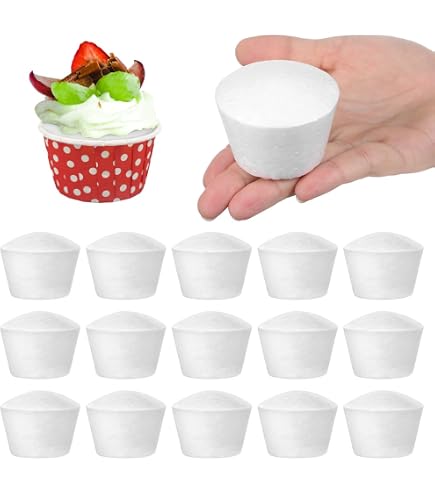 20pcs Polystyrene Foam Cupcake Models - Fake Cake Display For Wedding, Birthday Decor & Cake Decorating Practice - View #2