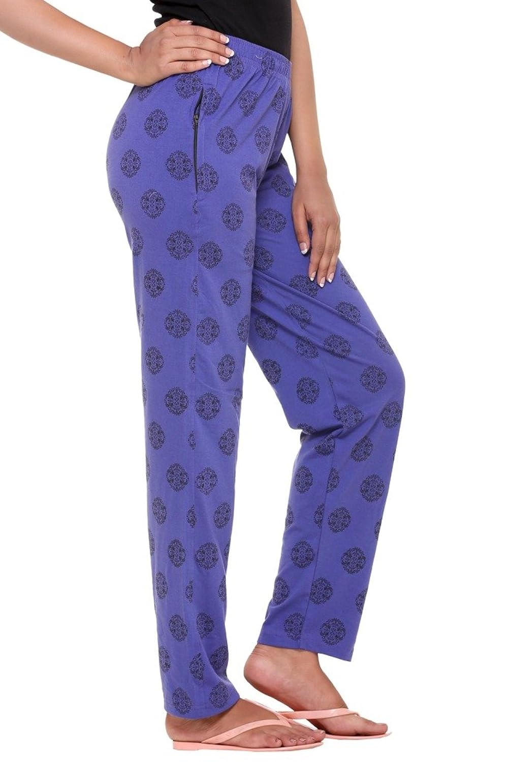 women's cotton blended printed lounge wear - track pants