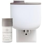 Sheraton Mini Home Diffuser &amp; Fragrance Refill Set - Plug in Wall Diffuser - Luxury Hotel Collection - Scent Notes of Lemon, Violet, and Sandalwood - Floral Breeze