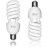 EMART Full Spectrum Light Bulb, 2 x 45W 5500K Spiral CFL Daylight for Photography Photo Video Studio, Softbox Lighting Kit, H