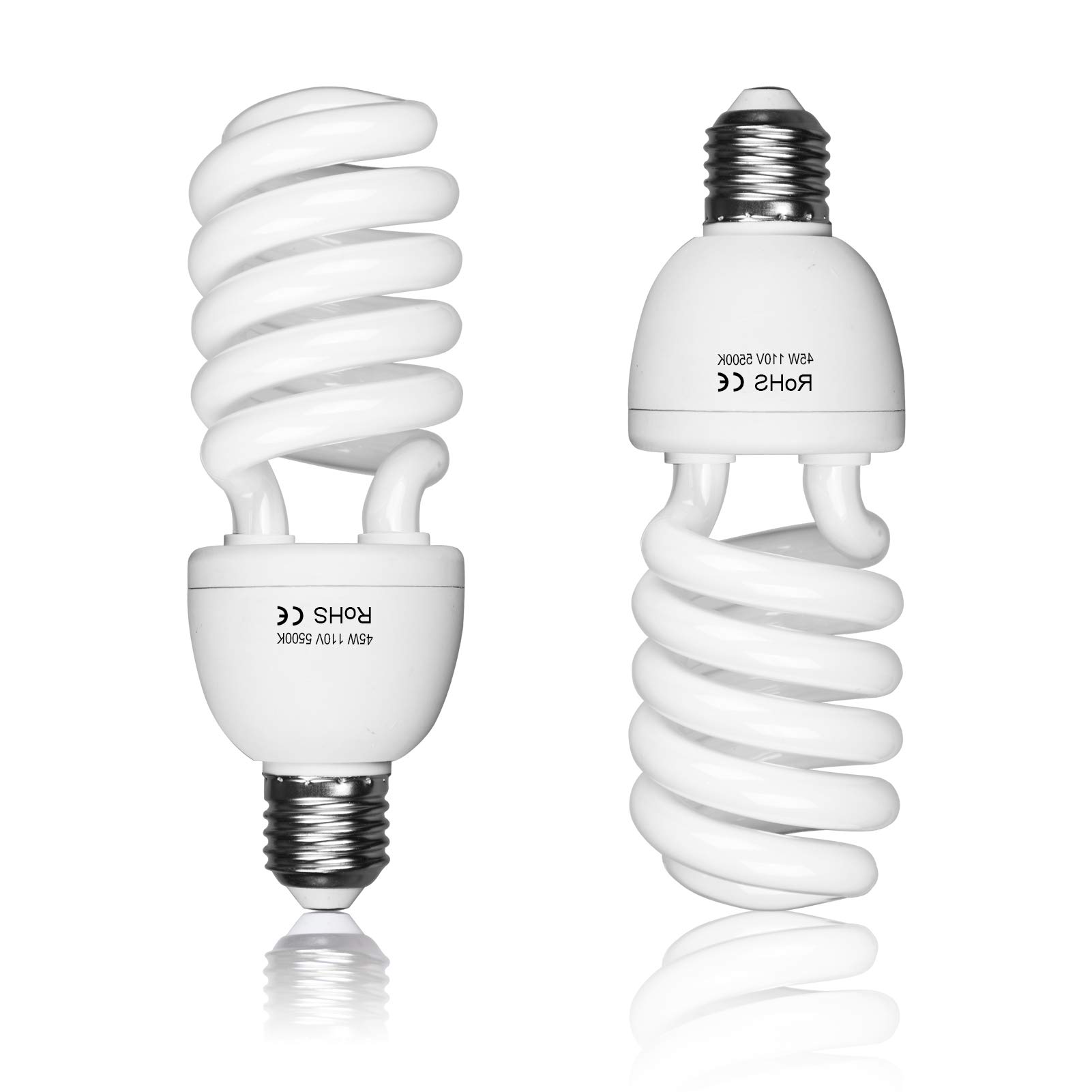 EMART Full Spectrum Light Bulb, 2 x 45W 5500K Spiral CFL Daylight for Photography Photo Video Studio, Softbox Lighting Kit, Household Use, Portrait Shooting