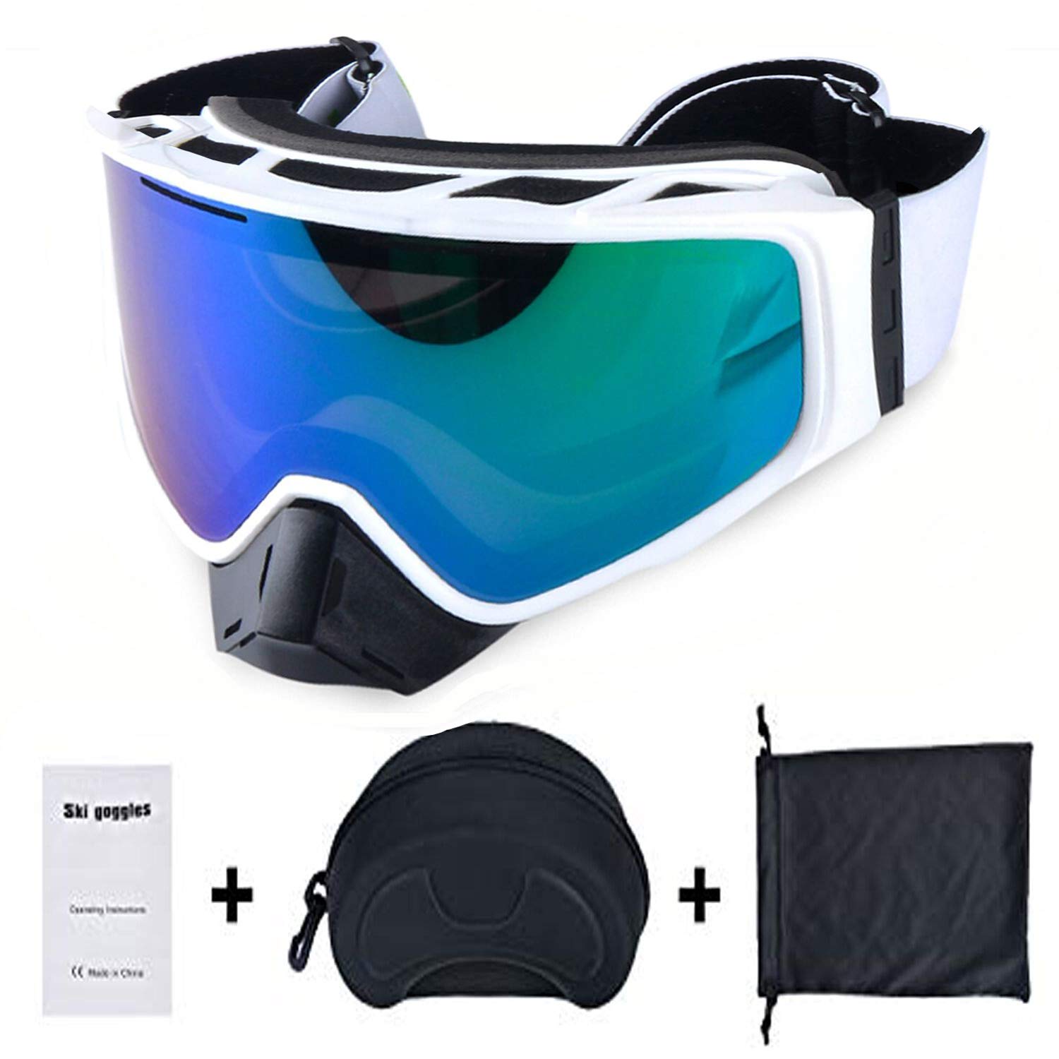Fansport Gafas de Esquí Snowboard, Lente AntiNiebla de Dual Capa, 100