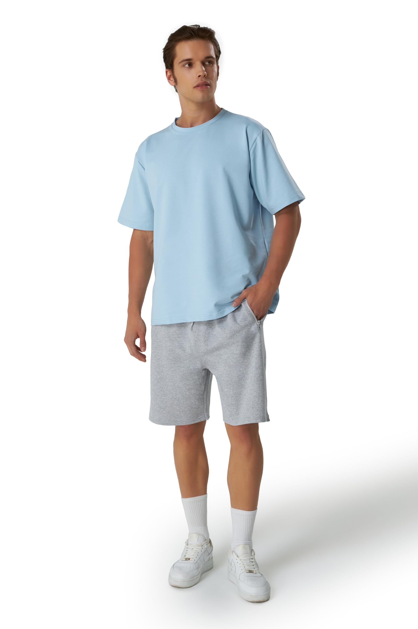 Smith & Solo Sporthose Herren Kurz - Kurze Hosen Herren, Laufshorts Männer Sommer Baumwolle Jogginghose Fitnesshose Sport Sportshorts Bermuda Shorts Hose Trainingshose Tennis (XL, Grau) 2