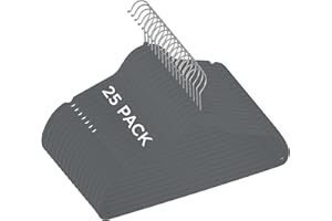 Simplify Slim Velvet Clothes Hangers | 25 Pack | Non-Slip | Shirts | Suit | Pants | Dresses | Garments | Closet Storage & Organization | Durable | Grey