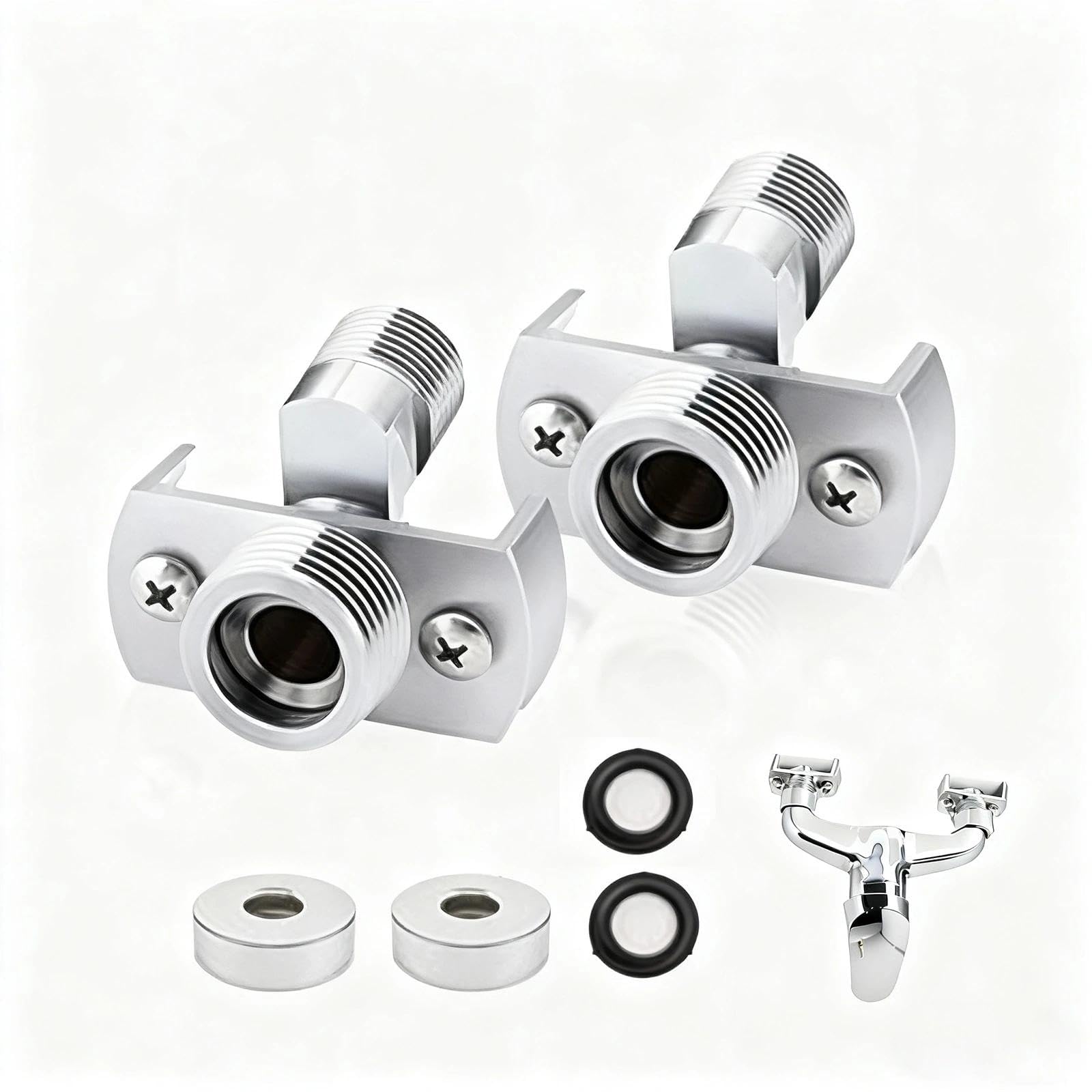 KLEHOPE 2-Pack Shower Tap Adapter, G1/2" to G3/4" Brass Eccentric Wall Fixings, Adjustable for Non-Parallel Wall Holes and Angled Water Connections