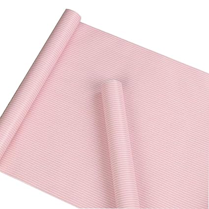 Pink Stripe Adhesive Decorative Contact Paper Laminate Shelf And