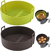 Air Fryer Silicone Liners 4QT For Ninja AF101, 2 Pack BPA Free Platinum Air Fryer Basket Liners with Handle, Round Reusable Liner Ninja Fryer Accessories, Upgrade