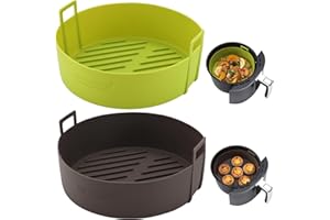 NEWITEE Air Fryer Silicone Liners 4QT For Ninja AF101, 2 Pack BPA Free Platinum Air Fryer Basket Liners with Handle, Round Reusable Liner Ninja Fryer Accessories, Upgrade