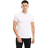 Mens Cotton V-Neck T-Shirt (Slim Fit) | White V Neck Undershirt, Tag Free (6 Pack) | Ultra Soft, Breathable (Made in Egypt)