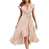 PRETTYGARDEN Women's Summer Cross V Neck Split Party Dress