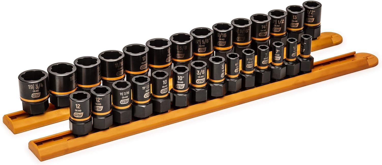 GearWrench 84784 1/4", 3/8" Drive Bolt Biter Impact Extraction Socket Set, 28 Pc.