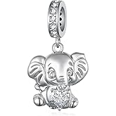 jiulegufa Elephant Charms for Bracelets 925 Sterling Silver Cute Animals Charm Bead Elephant Jewelry Gifts for Women