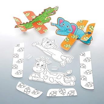 Baker Ross Planeadores De Animales De La Selva Para Colorear Pack De 8 Planeadores Para Lanzar Infantiles Perfectos Para Bolsas Sorpresa O Como Regalo Amazon Es Juguetes Y Juegos
