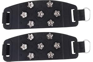 Shoes Crampons, Ice Cleats Anti Slip 5 Stud Snow Grips Climbing Crampon Spikes for Shoes Boots 2Pairs, Anti-Slip Snow Cleats