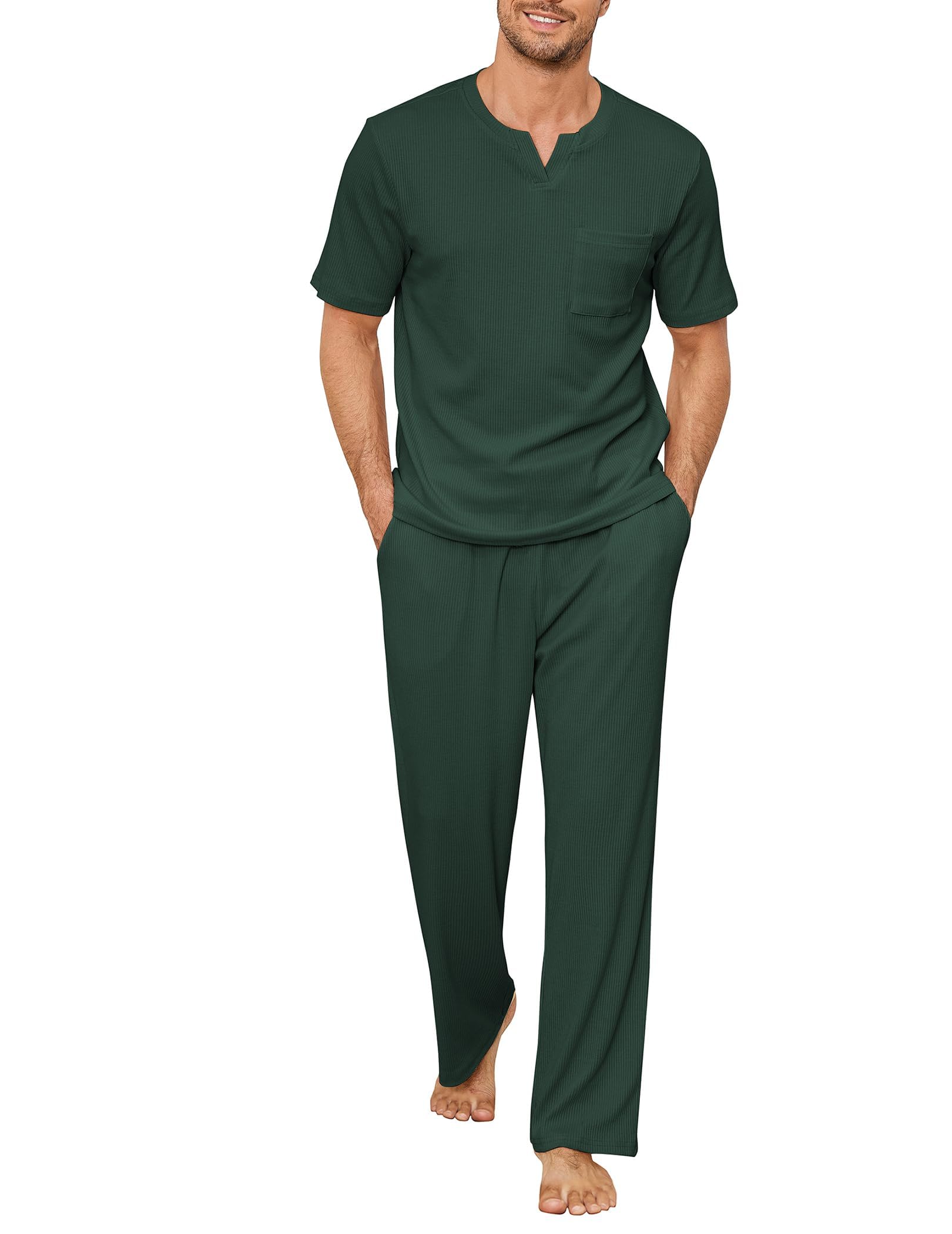 Photo 1 of **ONLY PANTS** Pjs Classic Sleepwear with Pockets Dark Green L